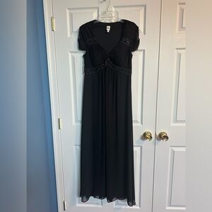 Signature by Sangria Black Beaded V-Neck Dress